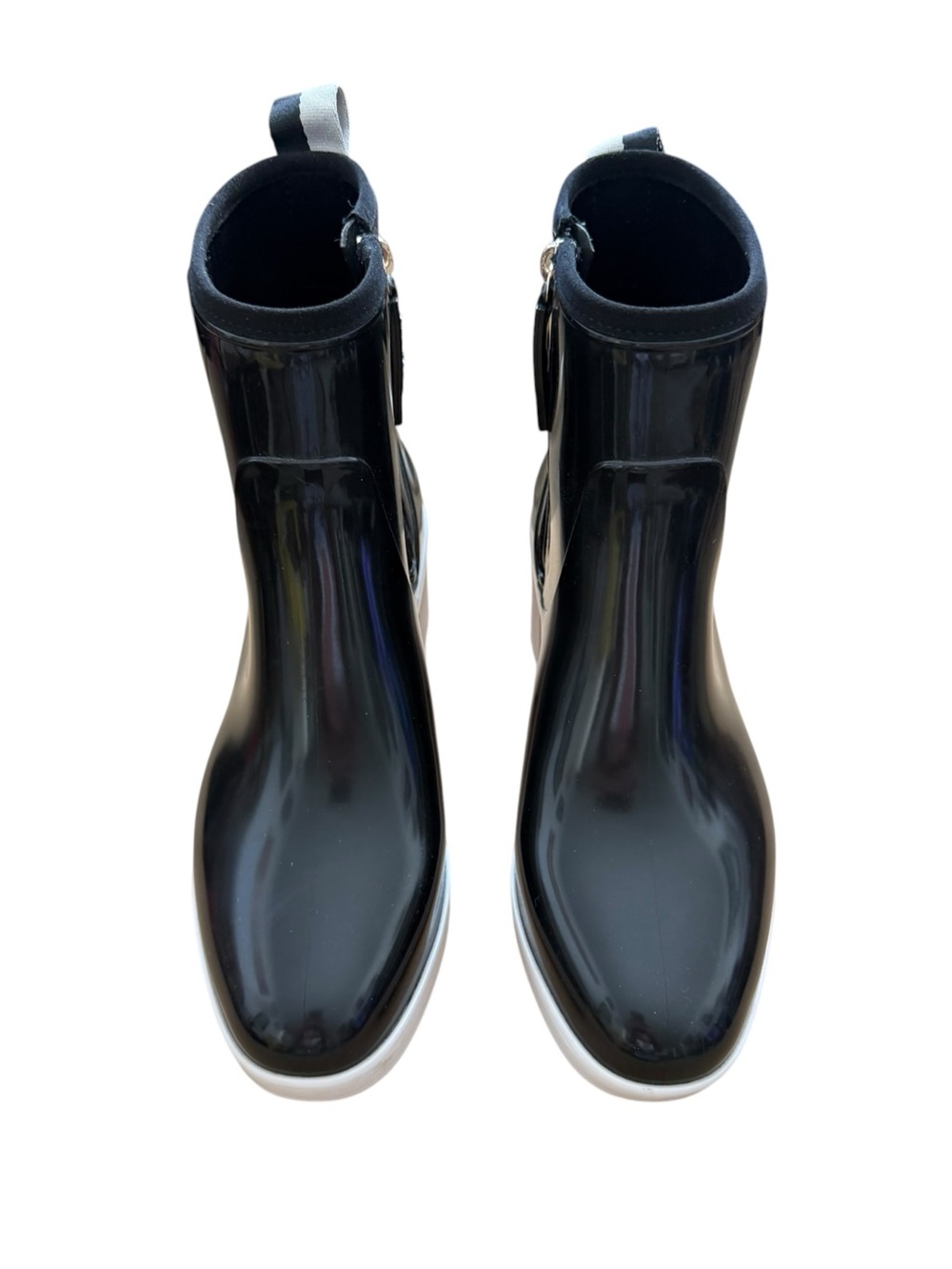 Kate Spade Black Puddle Block Heel Rain Boots